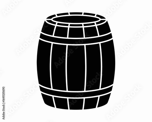 Classic wooden barrel silhouette isolated on white background