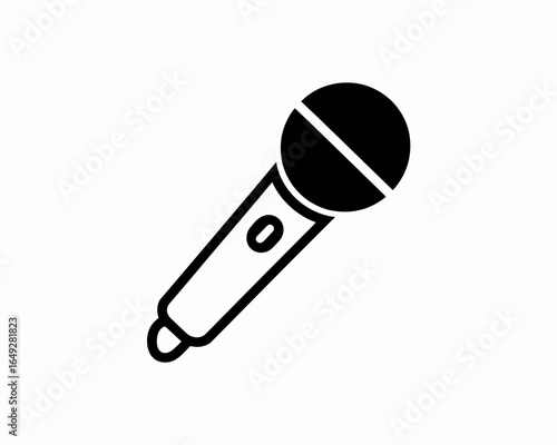 Black silhouette microphone icon isolated on white background