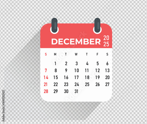 December Calendar Month vector illustration 2025