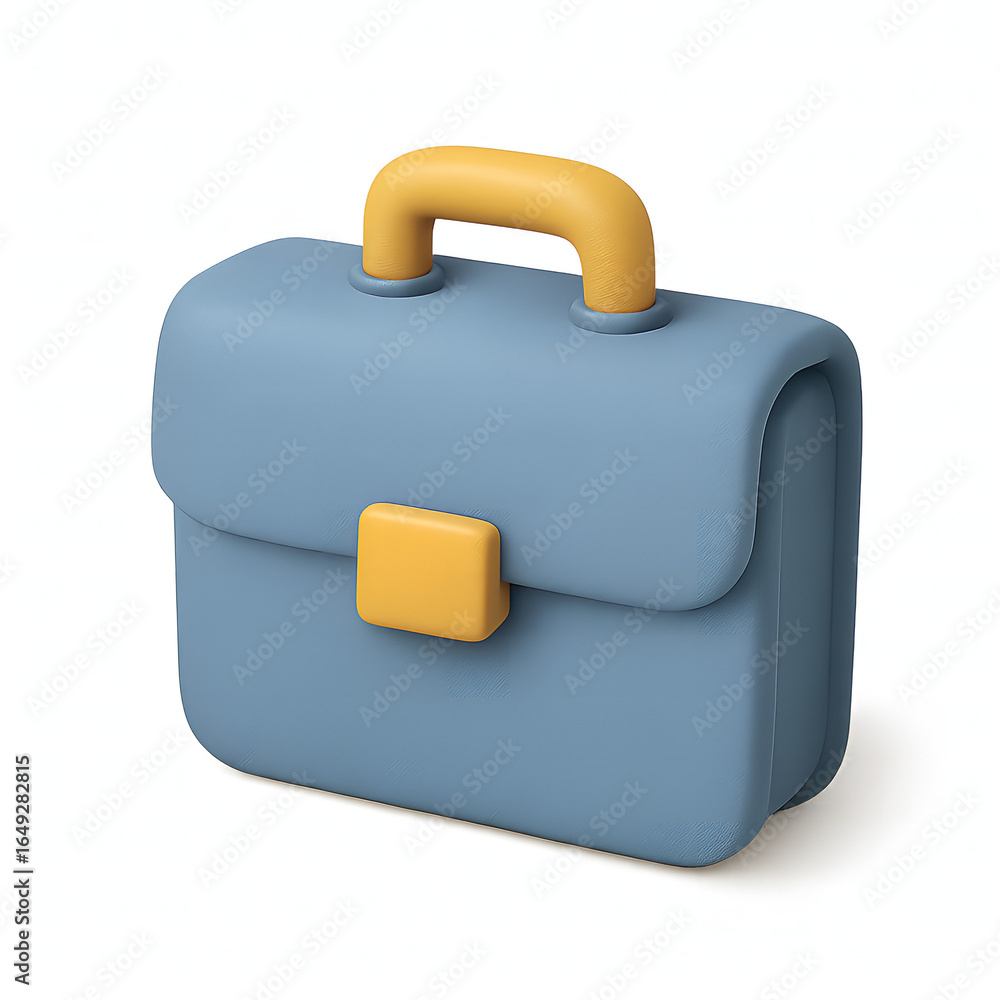 3D Rendering Business Blue Briefcase with Yellow Handle Modern Style 3D Rendering Business Blue Briefcase with Yellow Handle Modern Style