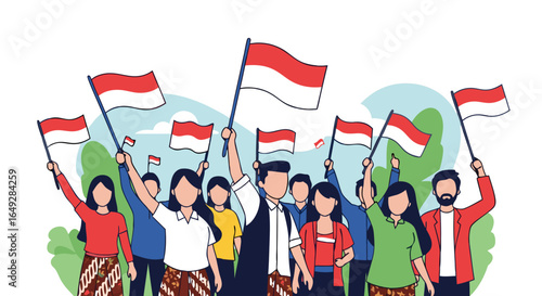 Indonesia's Independence Day A festive, joyful display of patriotism and national pride, with symbolic red and white colors reflecting historical significance and unity.