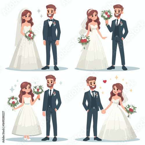A couple in wedding dresses