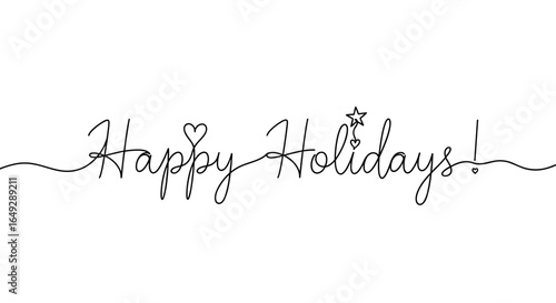 Handwritten "Happy Holidays!" text in elegant black script  