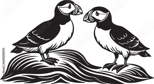 Vector illustration of a wild black and white eagle bird with a beak and wing