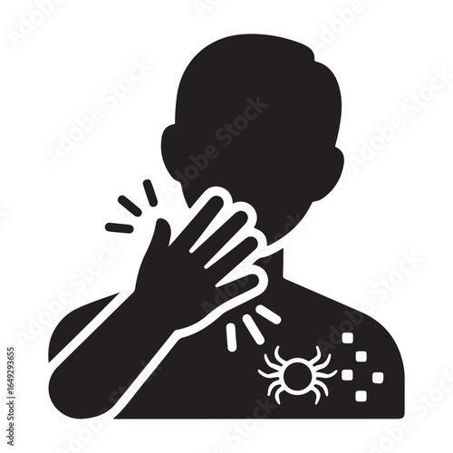 Vector icon of a person scratching itchy skin, representing allergies, insect bites, or skin irritation.