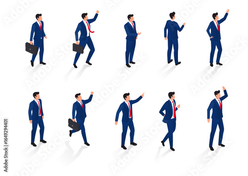 men in perspective with blue suit vector illustration and png