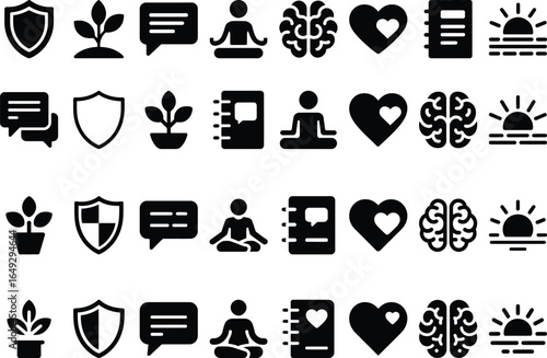 Wellbeing Icons Minimalist Wellness  SelfCare Graphics