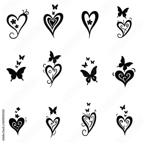 Black Heart Butterfly Designs Collection graphic
