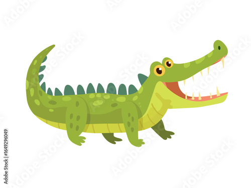 Cute crocodile. Flat vector clipart, illustration with isolated background.