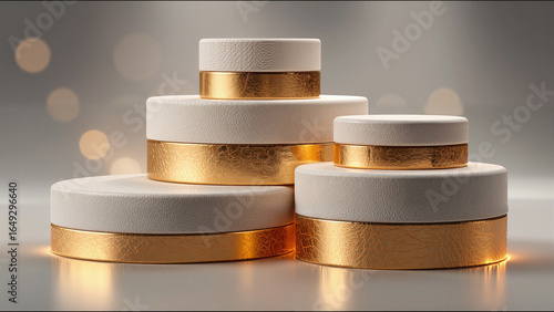 Multi - layered White and Gold Circular Displays