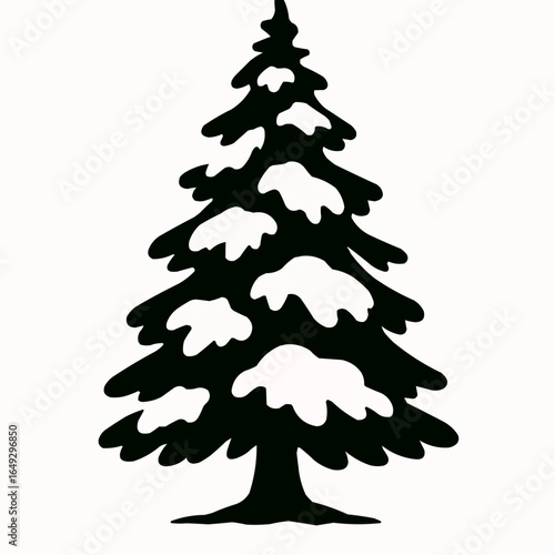 A vector illustration of a green fir tree decorated for the winter holiday season, isolated on a white background