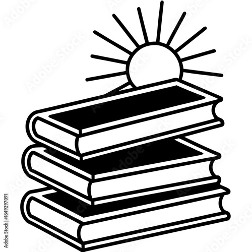 Warm sunlight falling on a stack of vintage books.