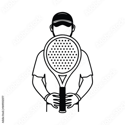 Person Holding Tennis Racket in Front of Face player