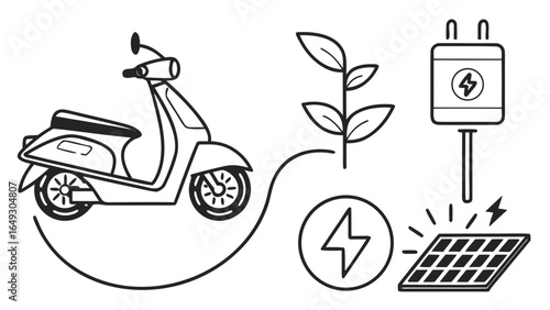 Electric scooter powered by solar energy and clean electricity
