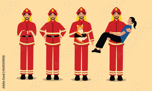 Collection of firefighter illustrations