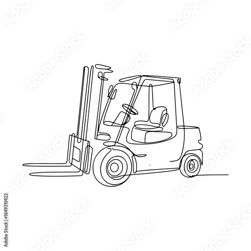 Continuous Line Drawing of Forklift – Minimalist Industrial Vehicle Illustration