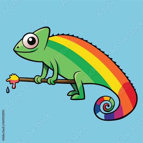 chameleon changing rainbow colors  .eps