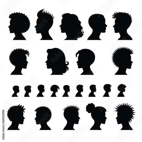 Diverse Human Head Silhouettes with Various Hairstyles 6