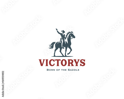 Cowboy Riding horse, jockey racing on a Horse logo template