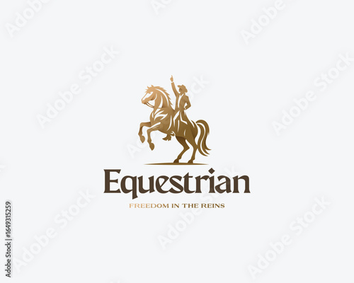 Cowboy Riding horse, jockey racing on a Horse logo template