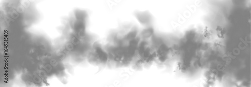Special effect of steam, smoke, fog, clouds. Abstract gas on transparent background, vapor machine steam or explosion dust, dry ice effect, condensation, fume. Vector PNG illustration.	