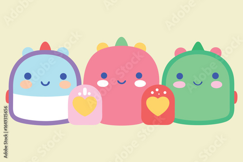 Digital illustration featuring multiple adora characters in a vibrant banner design