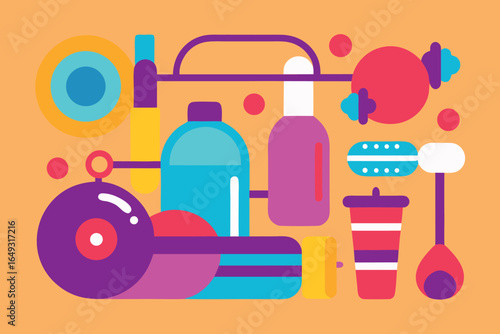 Vibrant illustration of diverse fitness activities and people