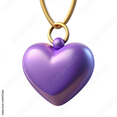Wallpaper Mural A lustrous purple heart shaped pendant suspended from a golden chain isolated on transparent background Torontodigital.ca