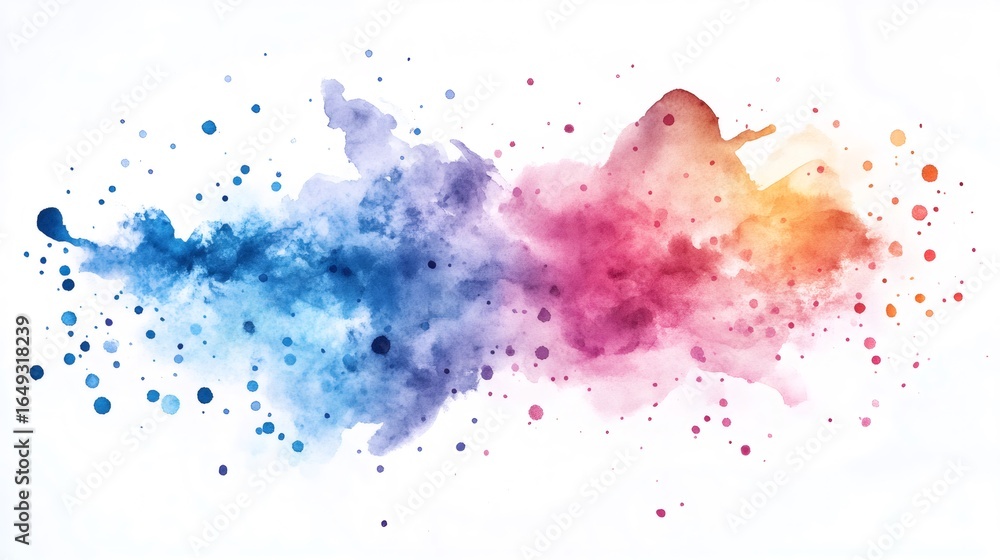 Fototapeta premium Colorful watercolor splashing on white background creating abstract design