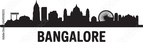 Bangalore Skyline Silhouette Vector on White Background