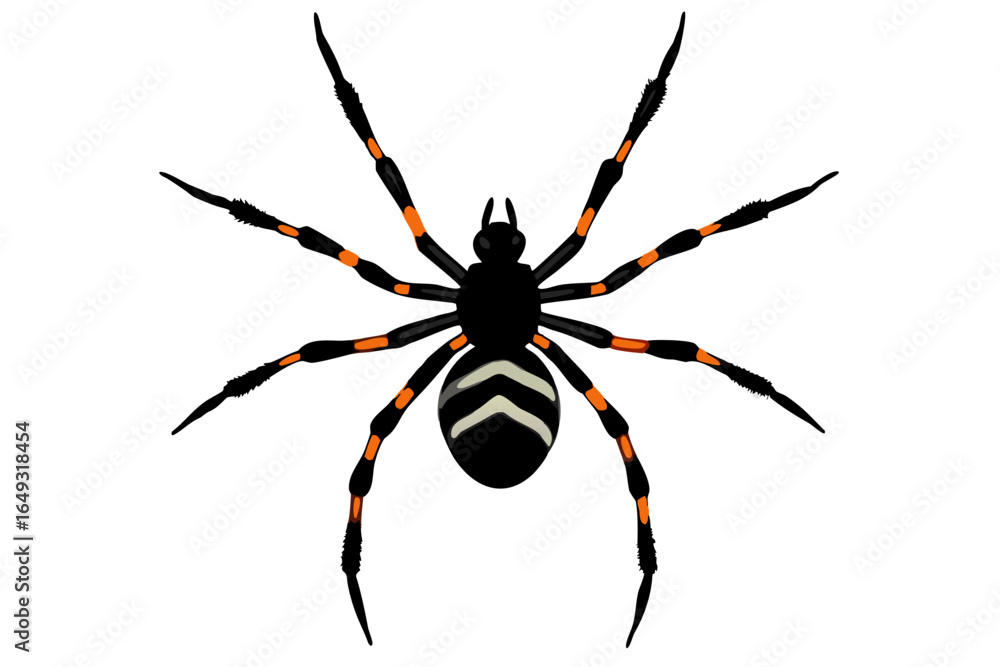 Obraz premium Close-up of a hairy brown European garden spider, an isolated arachnid, on a white background