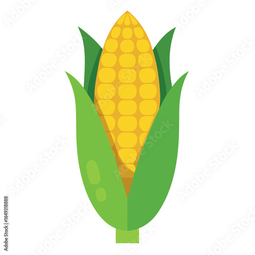 Minimalist corn cob with mustard yellow kernels illustration