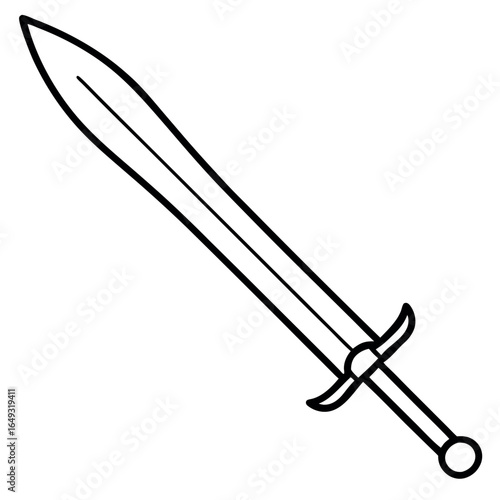 Elegant white line art sword design