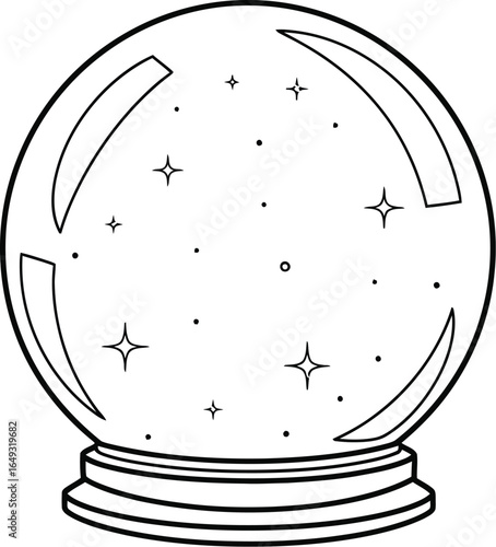 Crystal ball with stars on a white background for fortune telling