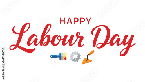 Happy Labour Day: A vibrant vector graphic, elegantly proclaiming Happy Labour Day alongside essential construction tools, a visual testament to the hard work and dedication. 