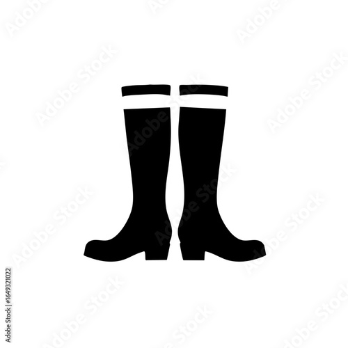 Simple tall boots illustration in black and white representing fashion or workwear with copy space