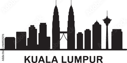 Kuala Lumpur Skyline Silhouette Vector on White Background