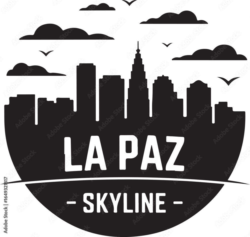 Fototapeta premium La Paz Skyline Circular Silhouette Vector on White Background