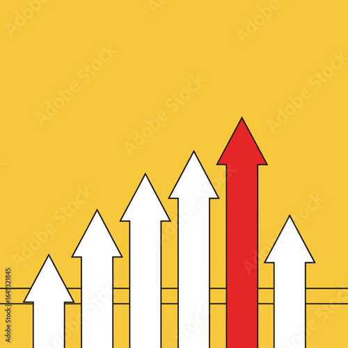 Visual representation of business growth and market leadership through rising arrows
