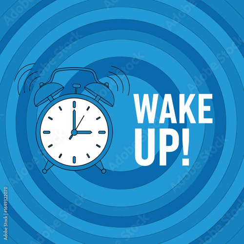 An illustration of an alarm clock ringing loudly signifying the start of a new day and the need to wake up