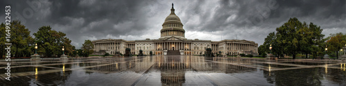 Dramatic storm clouds over the u.S. Capitol building washington d.C. Panoramic view atmospheric environment
