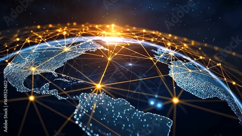 A digital representation of Earth with glowing connections symbolizing global networking.