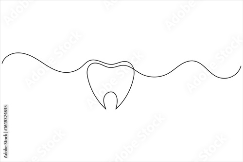 Tooth icon continuous line drawing minimalist dental vector illustration
