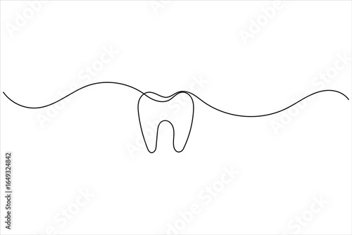 Tooth icon continuous line drawing minimalist dental vector illustration