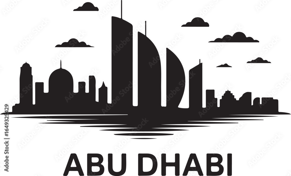 Fototapeta premium Abu Dhabi Skyline Silhouette Vector on White Background