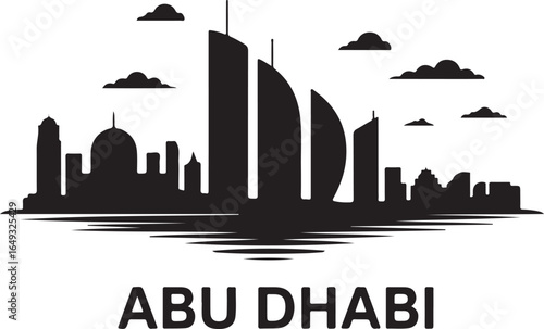 Abu Dhabi Skyline Silhouette Vector on White Background