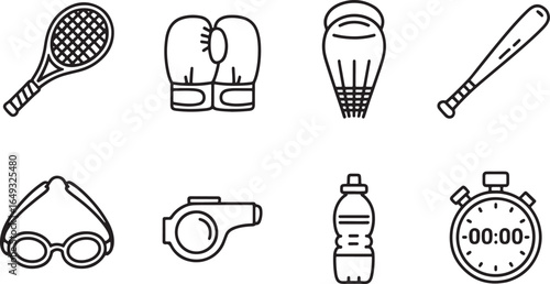 Set of kitchen utensils, tools, and knives icons in a cartoon style