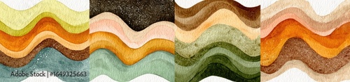 Abstract layered wavy bands of earthy tones