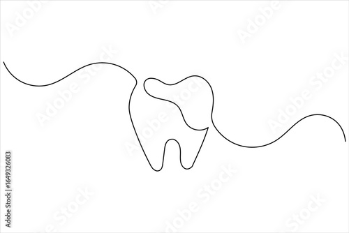 Tooth icon continuous line drawing minimalist dental vector illustration