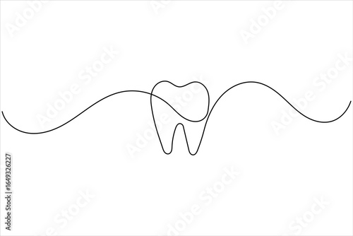Tooth icon continuous line drawing minimalist dental vector illustration